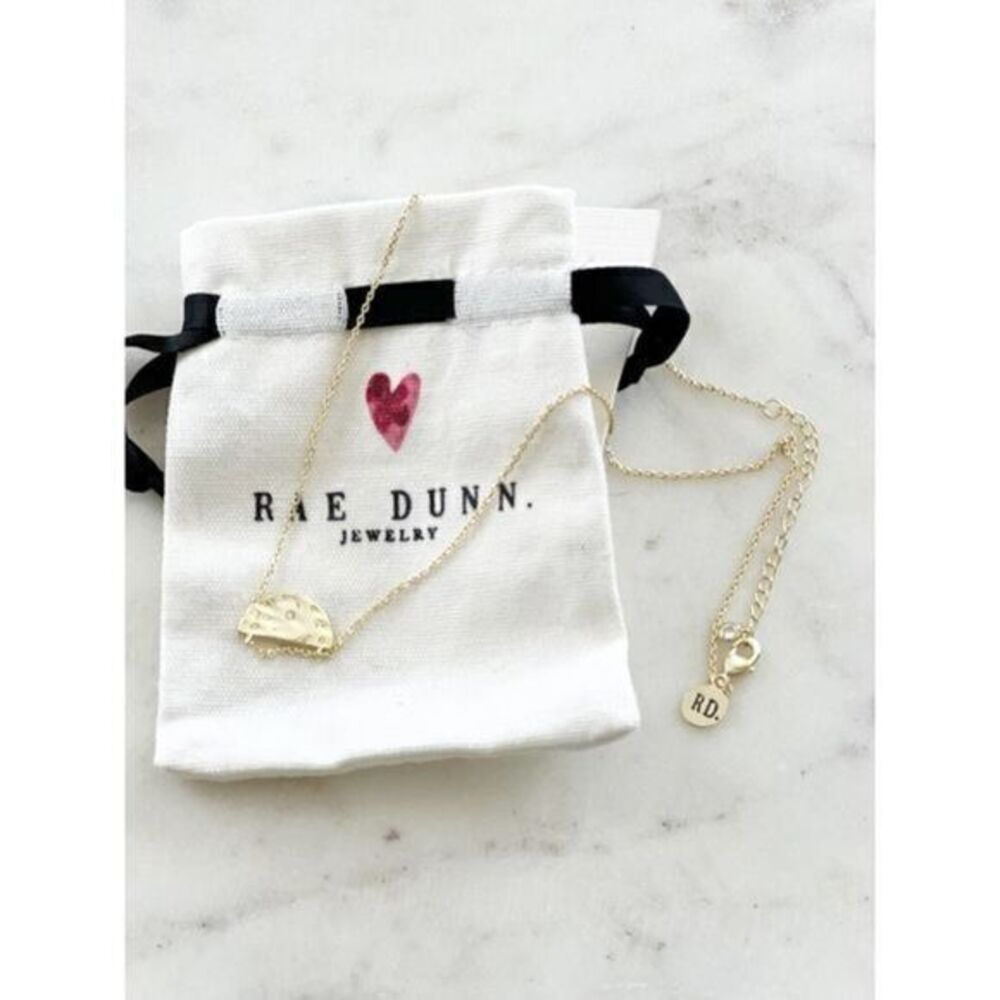 RAE DUNN Gold Half Circle Moon Pendant Necklace